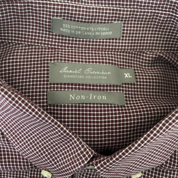 Daniel Cremieux Men Shirt XL Maroon Check Button Up Casual Preppy Office Travel - Picture 2 of 11